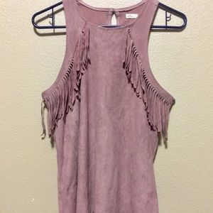 Hollister Co Brown Faux Suede Fringe Tank Top
